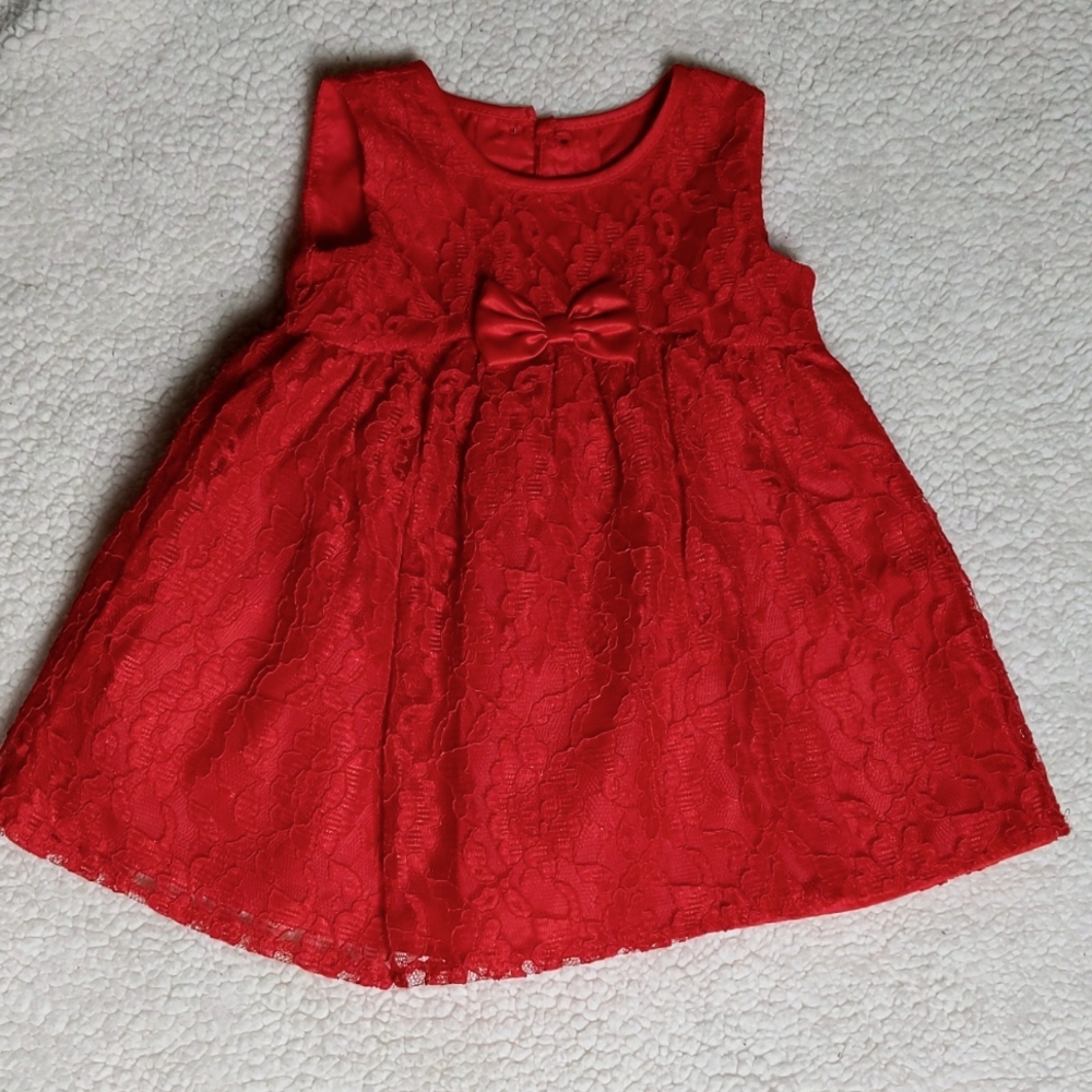 Sz 18m Red Lace Baby Girl Dress